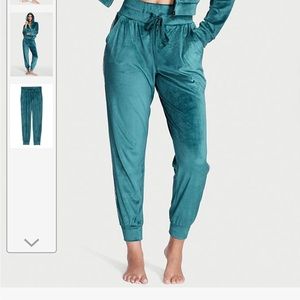Victorias Secret Green Velour Joggers
